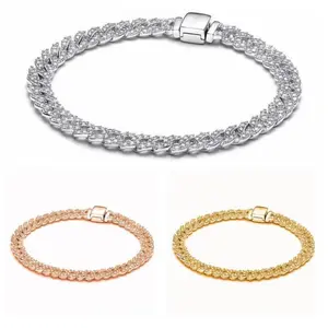 S925 sterling silver PAPAI Cuban chain bracelet fit for lady fashion charm bracelet popular gift for her