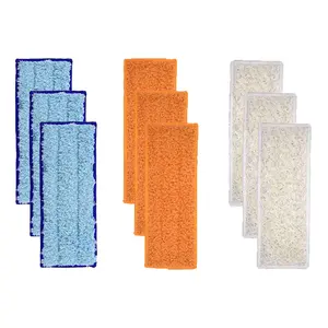 9-pack Braava Jet 240 mop pads compatible with the iRobot Braava Jet 240, 241, and 245 robot mops (3 blue, 3 orange, and 3 white)