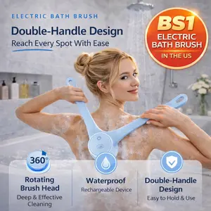 Rechargeable Electric Body Scrubber with 360° Rotating Brush, Waterproof Shower Brush with Dual Handles & 4 Replaceable Heads for Deep Cleansing