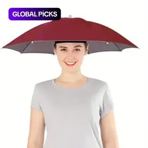 Umbrella Hat with Elastic Headband, Lightweight Hat Umbrella for Outdoor Sunny & Rain Dual-use, Rainproof & Portable Waterproof Fishing Umbrella for Outdoor, Cover #GLOBAL PICKS