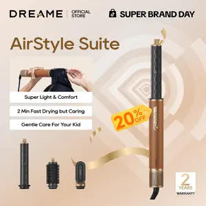 DREAME AirStyle Suite Hair Styler & High-Speed Dryer, 110,000 RPM Motor, 3 Essential Snap-On Attachments for Curling, Volumizing & Fast Dry, Frizz Control, Cool Shot, Luxury Leather Travel Bag