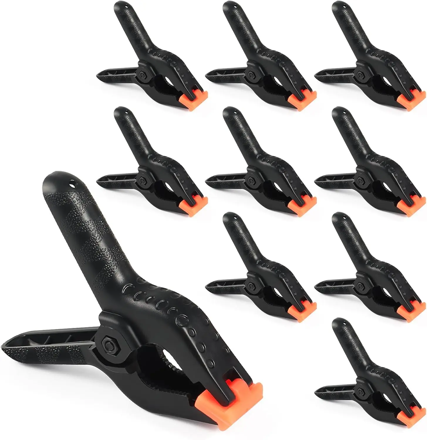 10 count Spring Clamps, 4.5 Inch Large Plastic Spring Clips Clamps Heavy Duty Black Backdrop Clamps Clips for Photography Woodworking Balloon Arch Crafts TarpsQuesear
