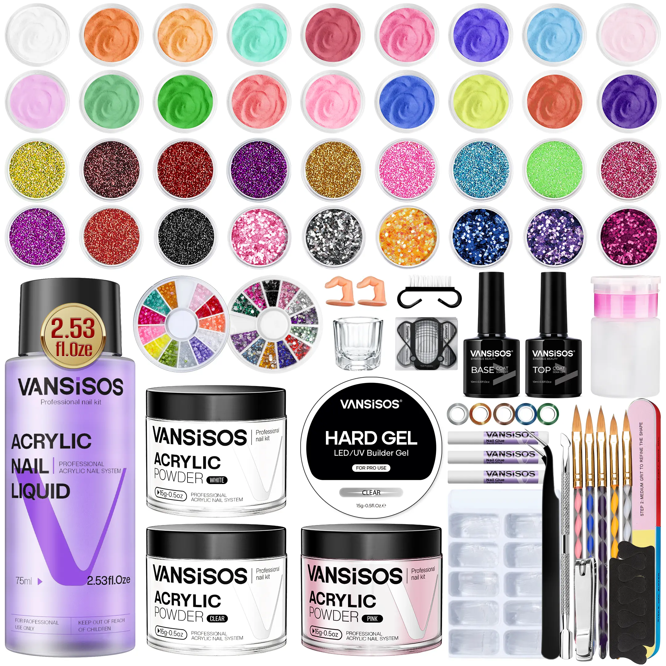 VANSISOS Acrylic Nail Master Kit | Complete Set with Nail Charms | Go Viral on TikTok with Salon-Worthy Nails in 10 Mins!
