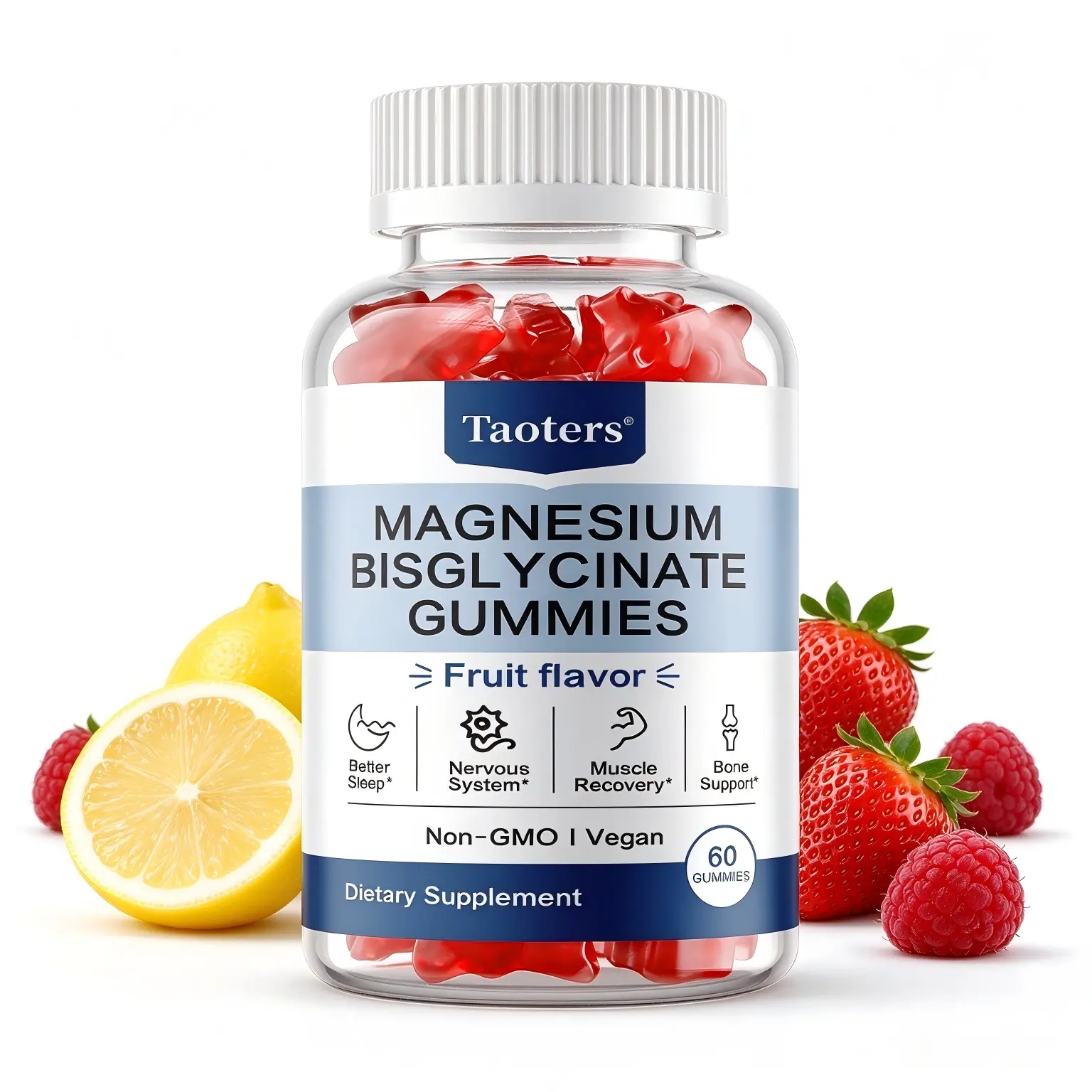 Taoters Magnesium Bisglycinate Gummies 400mg - High Bioavailability Support for Sleep, Calm Mood & Muscles - Vegan