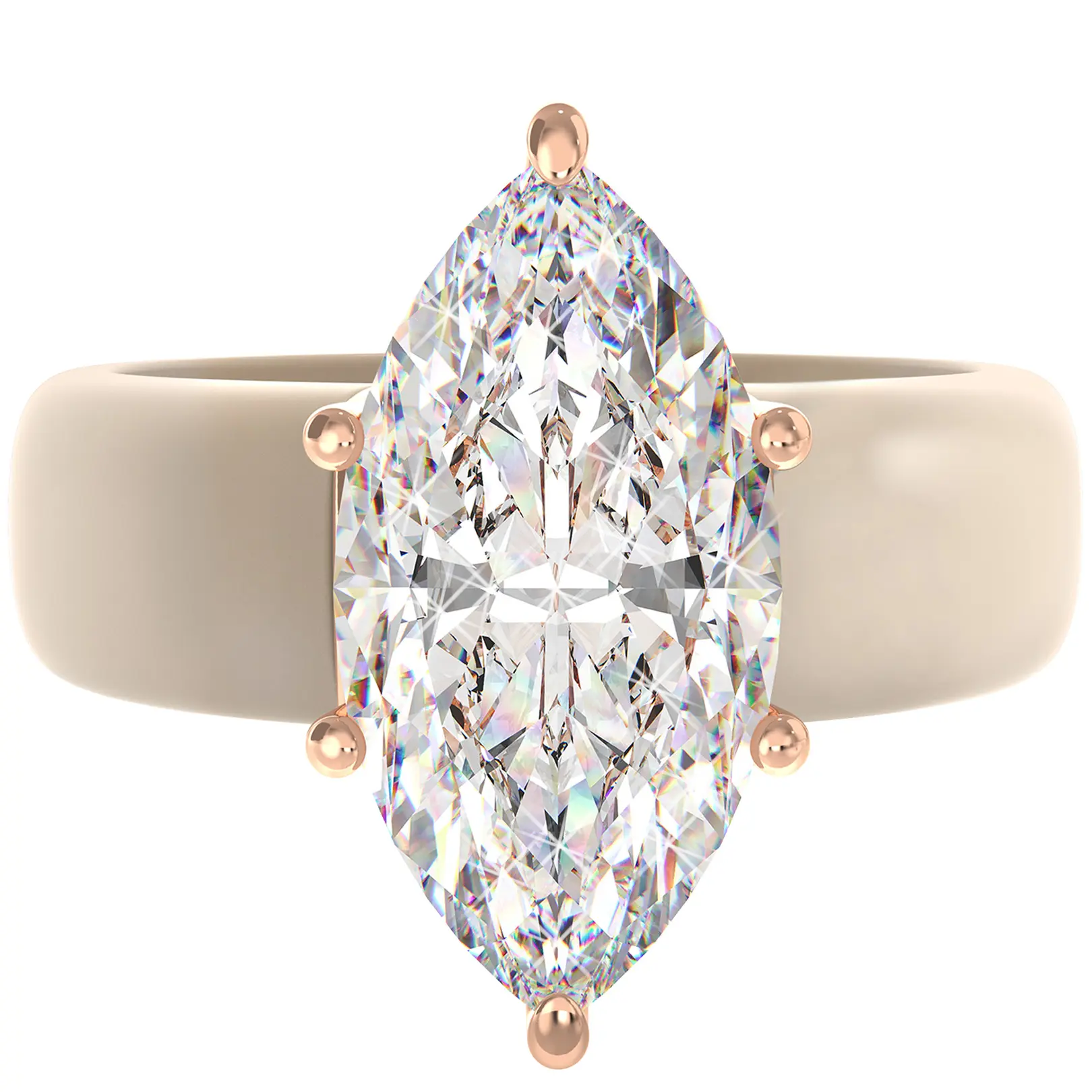 RINFIT Women's Lightweight Synthetic Zirconia Ring - 14×7 mm Marquise Cut CZ, Patent-Pending Design, GlowStone Collection, Everyday Wear Costume Jewelry for Women
