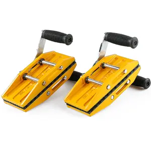 LOZLIN 2PCS Yellow Dual Handle Heavy Duty Slab Clamps 660lbs 300kg Capacity for 0-1.8" Granite Quartz Marble Glass Rubber Cushioned Lifting Tools with Grip Anti Slip Tech Hardware