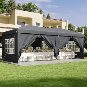 Aoxun 10x20 Pop-Up Canopy Tent with 6 Removable Sidewalls One-Touch Quick Setup Waterproof Outdoor Canopy with 3 Adjustable Height Portable Tents for Parties,summervibes