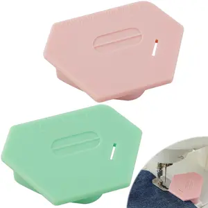 2 Pcs Magnetic Seam Guide for Sewing Machine Polygonal Multifucntional Seam Guide Hemmer with Scale Sewing Quilting Supplies Accessories Pink/Green