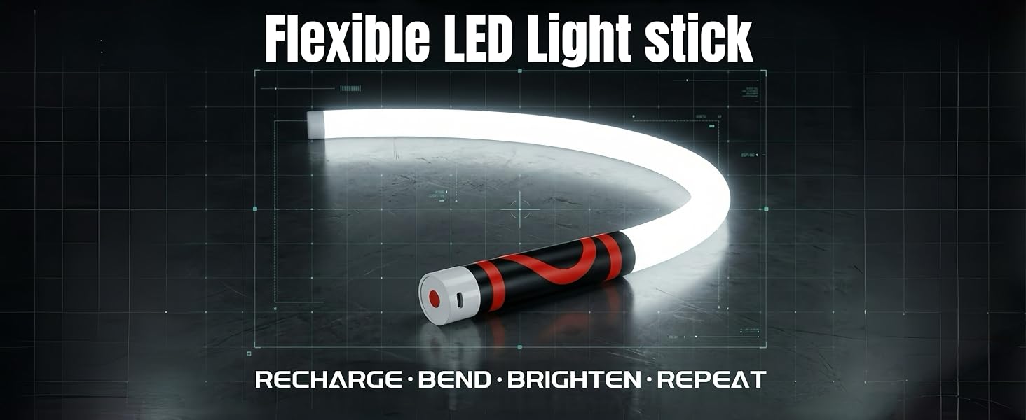 30-Inch Flexible LED Light Stick, Bendable High Lumens Flashlight, Durable 7 Hour Battery Life, Practical Illumination Tool For Off Road Travel, Garage Maintenance And Hidden Engine Bay Areas