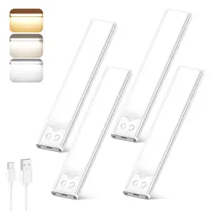 15.7in(40cm) Closet Lights, 4 Pack LED Rechargeable Under Cabinet Lighting Wireless, 3 Color Temps, Dimmable Motion Sensor Light for Kitchen, Pantry, Bedroom & Christmas Decorations
