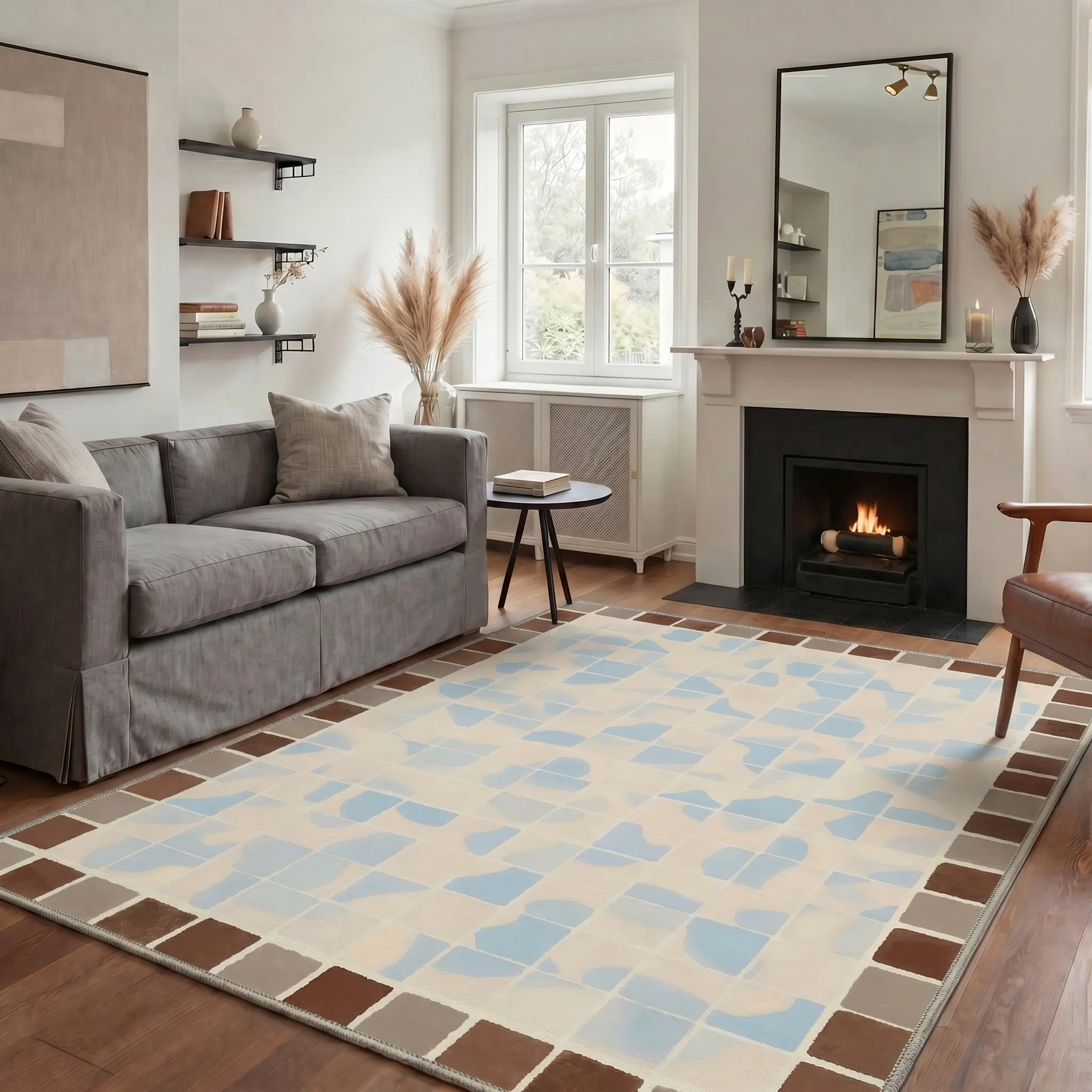 【Back To School】GENIMO Floor Rug – Soft, Non-Slip, Pet Friendly, Machine Washable Home Carpet, Ideal Area Rug for Living Room, Bedroom, Kitchen ,ARC2787-LINEN