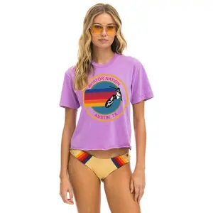 AVIATOR NATION AUSTIN BOYFRIEND TEE - NEON PURPLE