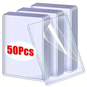 Clear Kpop Card Protector, 50pcs/set 35PT Thick PVC Top Loader Card Protector, Desk Organizer for ID Photo and Game Card, Trading Card Toploaders, Toploader Cards, Rigid Toploaders