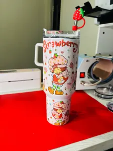 Pink strawberry w/ snacks 40oz tumbler