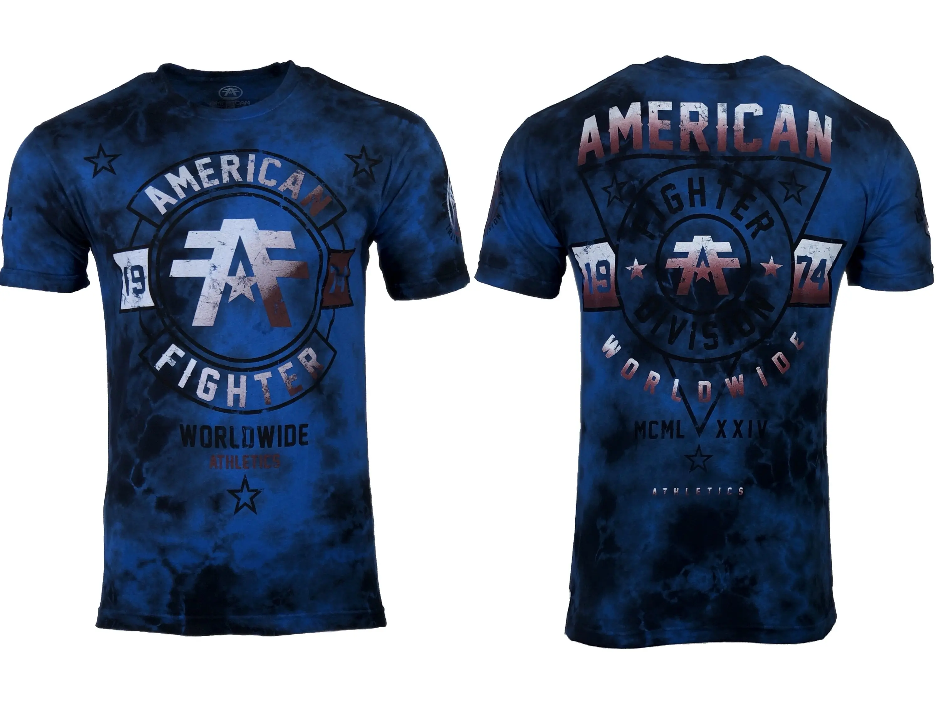 American Fighter Men's Silver Lake Crystal Wash Slate Graphic Print T-Shirt - 100% Cotton, Short-Sleeve, Streetwear, Casual Athletic, Pull-On Closure Top, Tshirt, Shortsleeve, All Seasons