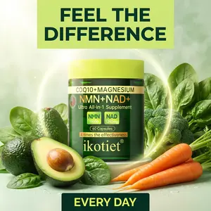 IKOTIET NMN Supplement 15,000mg with Liposomal NAD+, CoQ10 & Magnesium – Advanced 4-in-1 Cellular Energy, Healthy Aging & Daily Wellness Support – Women & Men--60-120 Edible Dietary Capsules + Free Trial Pack