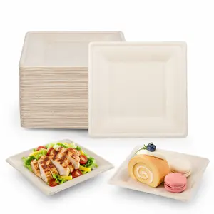 200/500pc 6in/10in Disposable Compostable Square Paper Plates Plates Cutlery Sets｜BPA-Free, Cut-Resistant snack plate / Toxin-Free, Plastic-Free,Rustic Snack Plate,Dinner Plates,Dessert Plates,for Luxury Party Reusable Sturdy Birthday