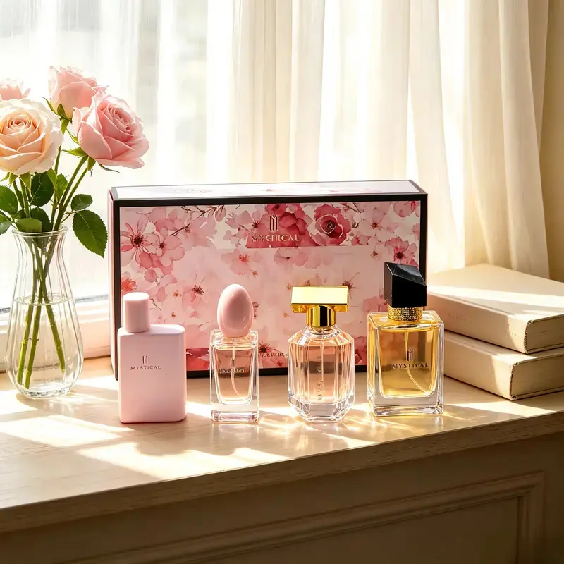 MYSTICAL Women's Perfume Gift Set |Vanilla, Rose & Peony | 4-Piece 120ml Total | Long-Lasting Floral Fruity | Romantic Gift for Her | perfumes para mujer, perfume for women, vanilla perfume fruit scent