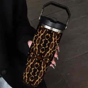 30oz Insulated Tumbler Cup with Straw, Artistic Leopard Print, Stainless Steel Coffee Mug, Travel Cup, Perfect Gift for Men and Women