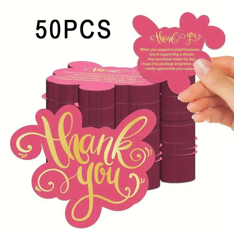 Thank You Card, 50pcs/set Double Sided Thank You Business Card, Custom Greeting Cards for Thanksgiving Gift Wrapping, Bulk Thank You Cards