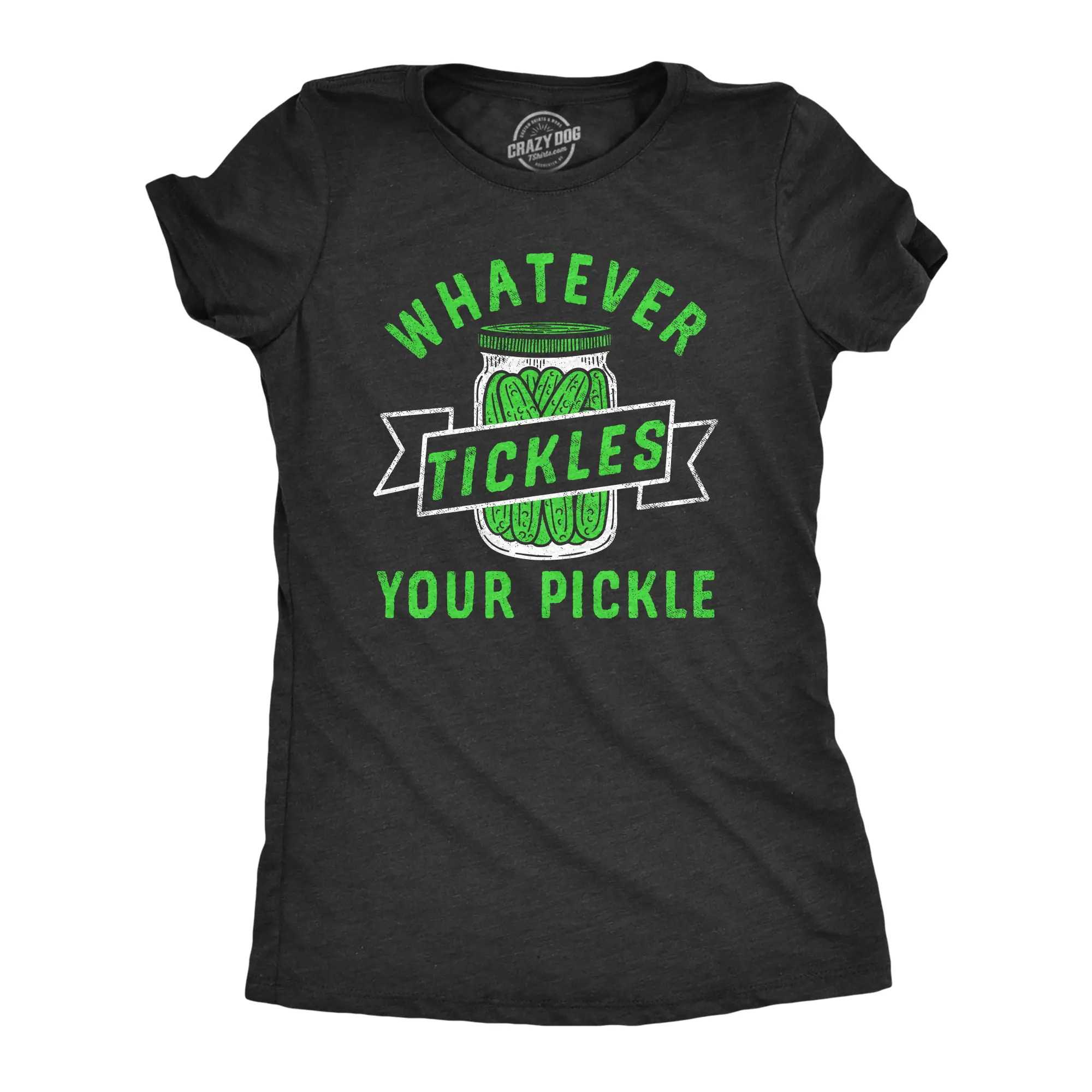 Womens Whatever Tickles Your Pickle T Shirt Funny Jar Of Pickles Saying Joke Tee for Ladies Funny Womens T Shirts Cute Vintage Fashion Casual Ladies T-Shirt Gift Sarcastic Tops for Women Funny Food Top Women's Black -