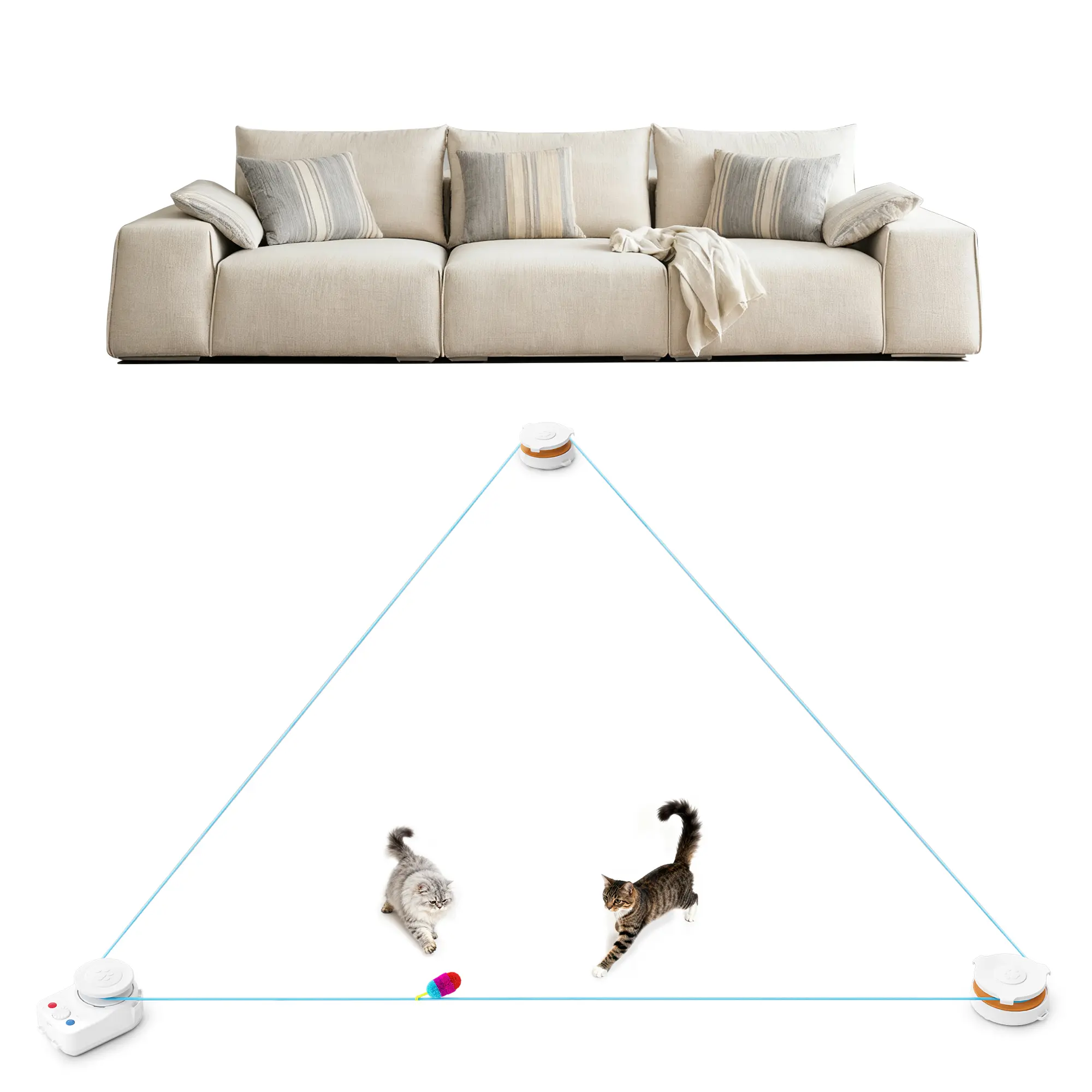 Metiya Interactive Cat Toy for Indoor Cats - Automatic Moving & Enrichment Toy with DIY Cat Treadmill for Exercise & Stimulating Chase Games