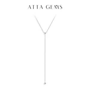 ATTAGEMS Simple Chain Style D Color VVS1 Lab-Created Moissanite Necklace for Women 925 Sterling Silver Necklace Birthday Anniversary Perfect Gift Fine Jewelry N061