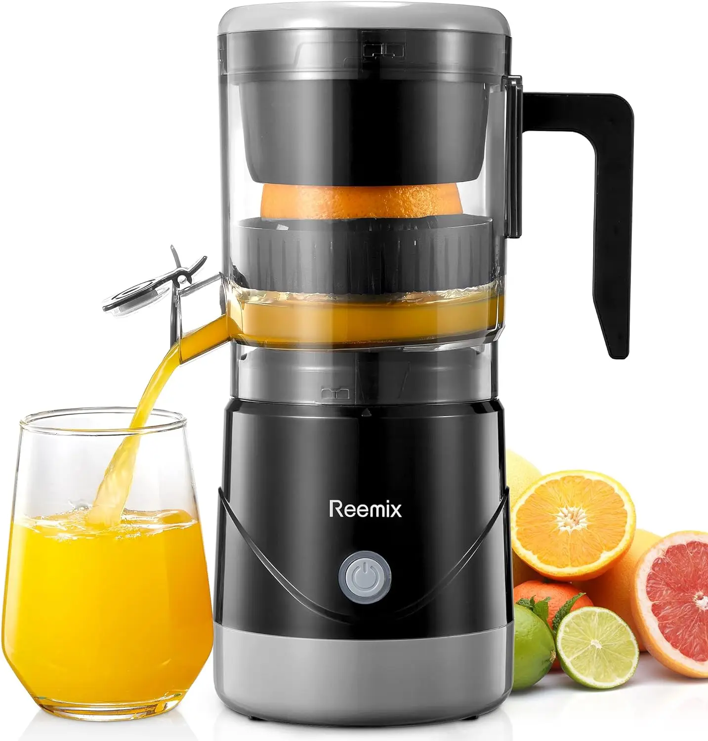 Electric Citrus Juicer, Reemix Full-Automatic Orange Juicer Squeezer for Orange, Lemon, Grapefruit, Citrus Juicer with Cleaning Brush, Easy to Clean a