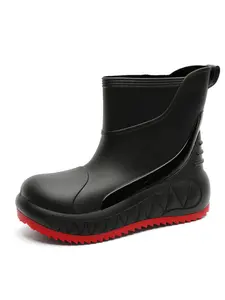 Men's Waterproof Rain Boots, Short Fashionable Non-Slip Wear-Resistant Rubber Shoes, Kitchen Fishing Car Wash Water Shoes, One-Piece Slip-On, Anti Slip Boots