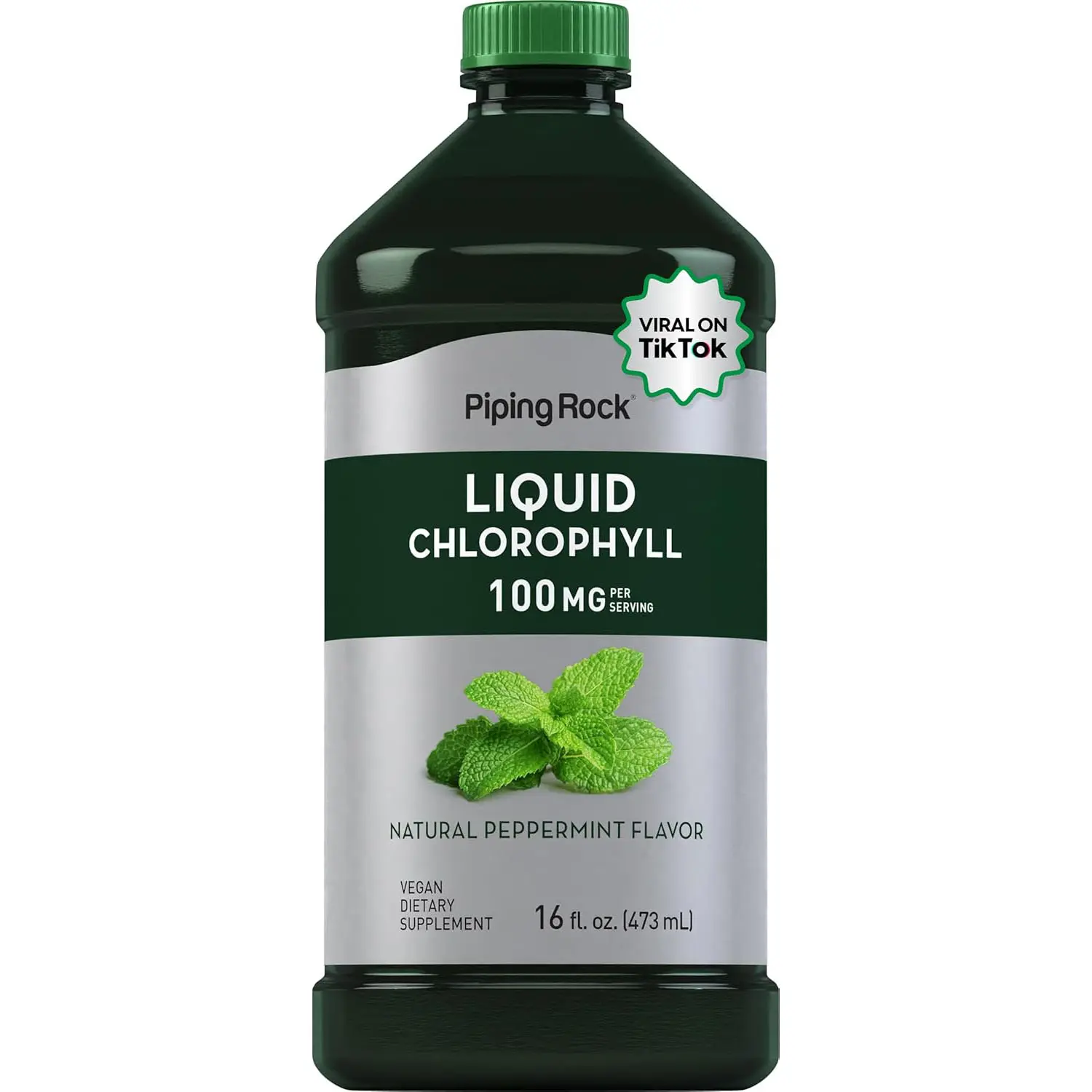 Piping Rock Liquid Chlorophyll 100mg | 16 oz | Mint Flavor | for Women & Men | Vegan, Non-GMO, and Gluten Free Formula