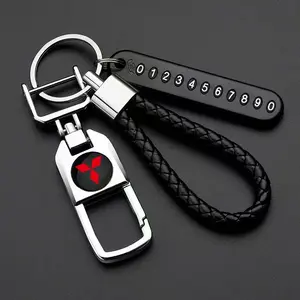 Universal Car Keychain for Men, High-End Rotating Lock Key Ring Holder, Fits All Mitsubishi Models, Car Decoration Accessories