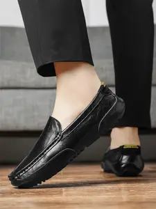 Men's Casual Solid Color Slip-on Loafers, Business Style Comfortable Breathable Walking Shoes, Fashionable Shoes for Daily Wear, Boy, Footwear