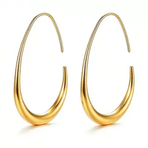 ANDKISS Gift for Girlfriend Lightweight Hypoallergenic Premium Luxury Look Statement Jewelry for Women 925 Silver Plated Large Oval Teardrop Hoop Earrings High-Polish Women's Earrings Mother's Day Gift A Gift for Her