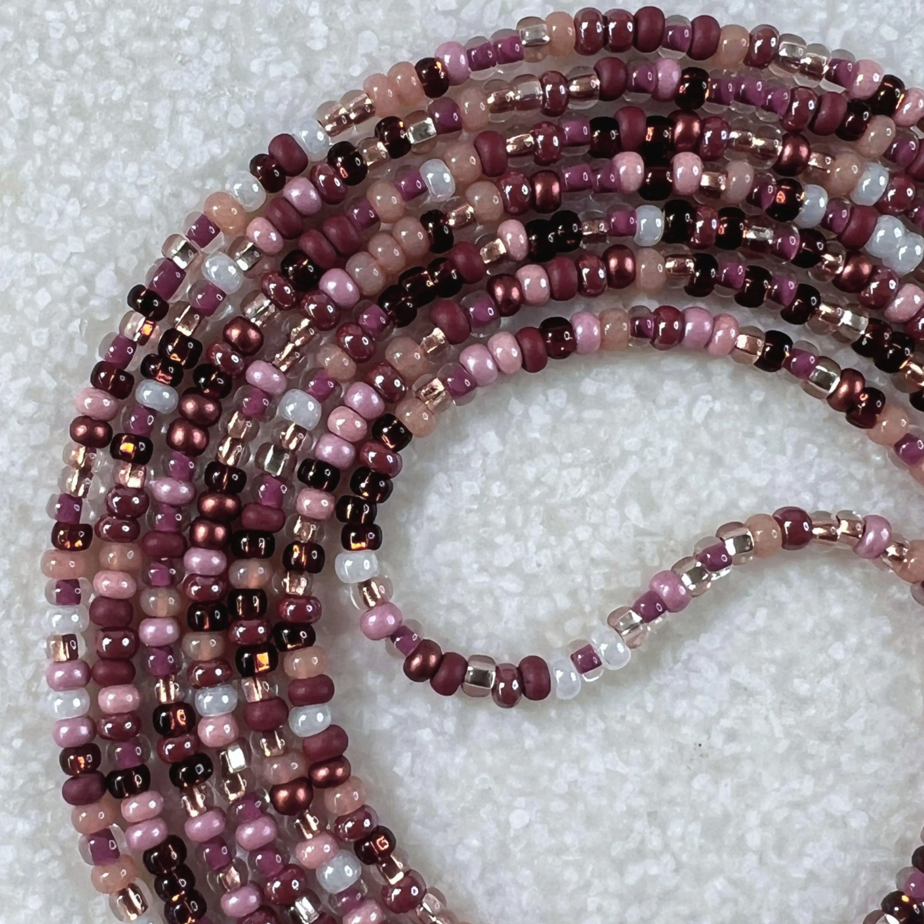 EARTHY ROSE - Tie On Waist Beads - 45 to 60 inches Waistbeads - Brown Waistbeads - Black History Month Waistbeads - Belly Beads - Body Beads - African Waistbeads Made By Venus