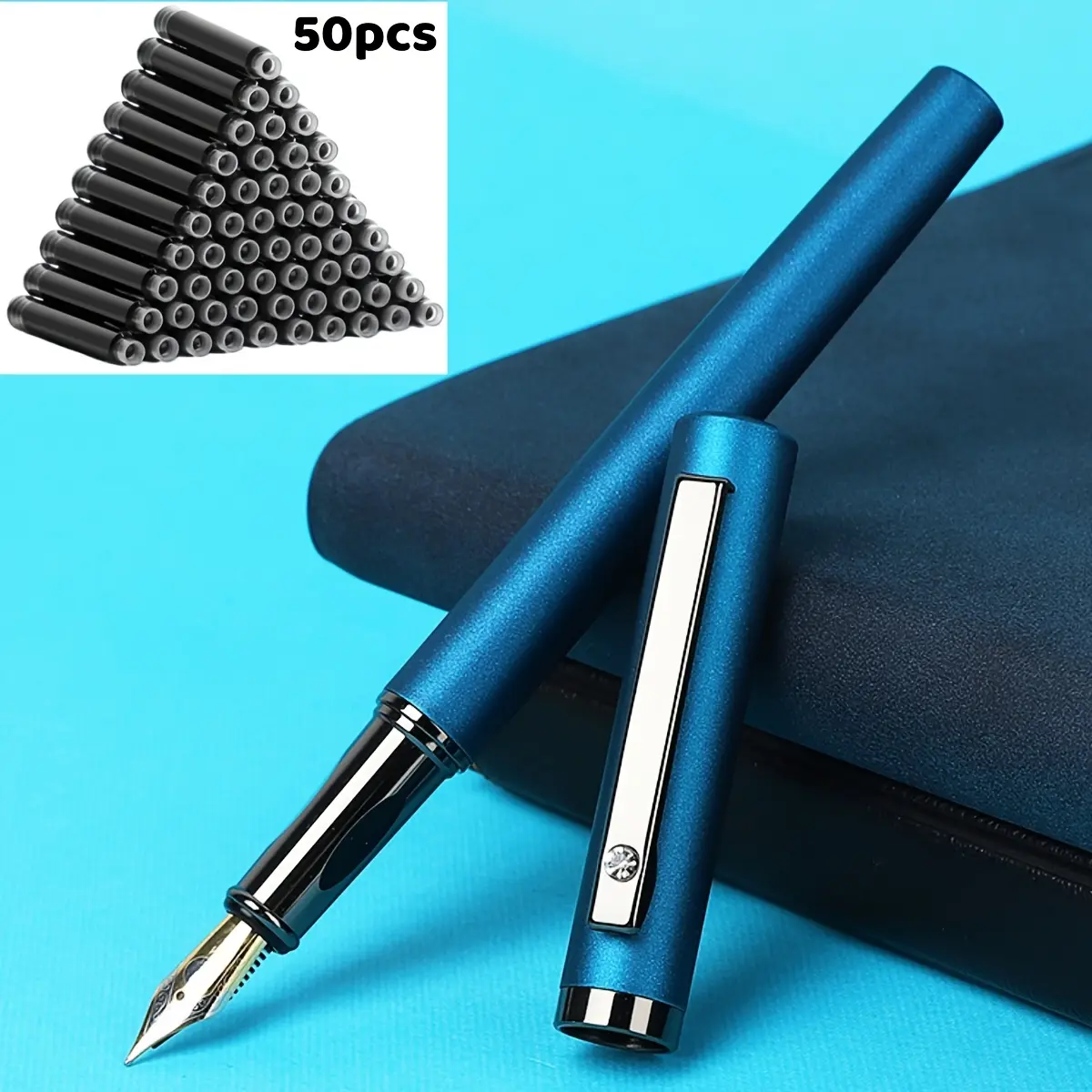 1 pc steel pen + 50 ink capsules, 0.5 mm fine tip, art calligraphy, preferred for creative work, metal pen holder, elegant and premium, built-in ink converter, study supplies, holiday gifts, Valentine’s Day, back-to-school season, start of school year, gr