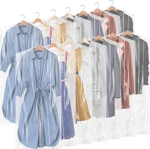 40 Pieces 60 Inch Dry Cleaning Bags Plastic Garment Bags Garment Cover for Hanging Clothes Clear Transparent Dust Cover for Suits Wedding Dresses Gowns Coats Uniforms Launderette Storage