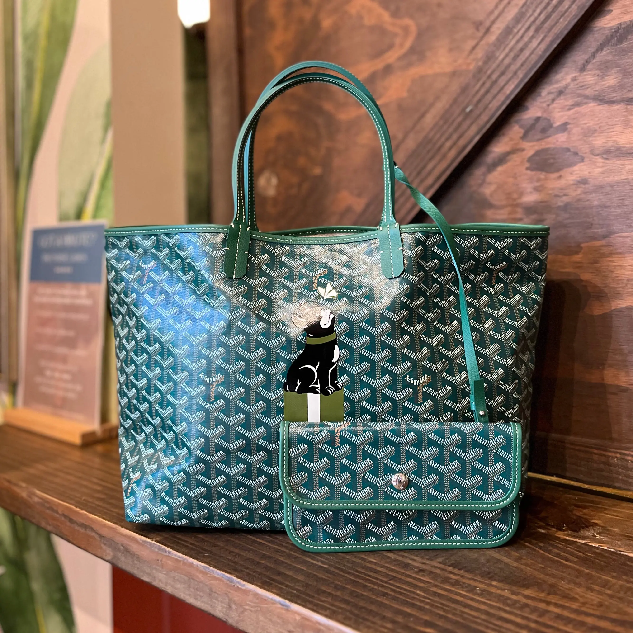 Pre-owned Goyard Canvas Tote Bags Saint Louis PM Green Goyardine Chevroches Calfskin Tote