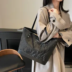 Women's Glossy Bow Tote Bag - Metal Bow Detail, Large Capacity, Chic Everyday Shoulder Purse
