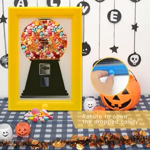 A square picture frame designed to hang on the wall, a candy dispenser perfect for displaying photos while keeping candy, nuts, and pet treats easily accessible.