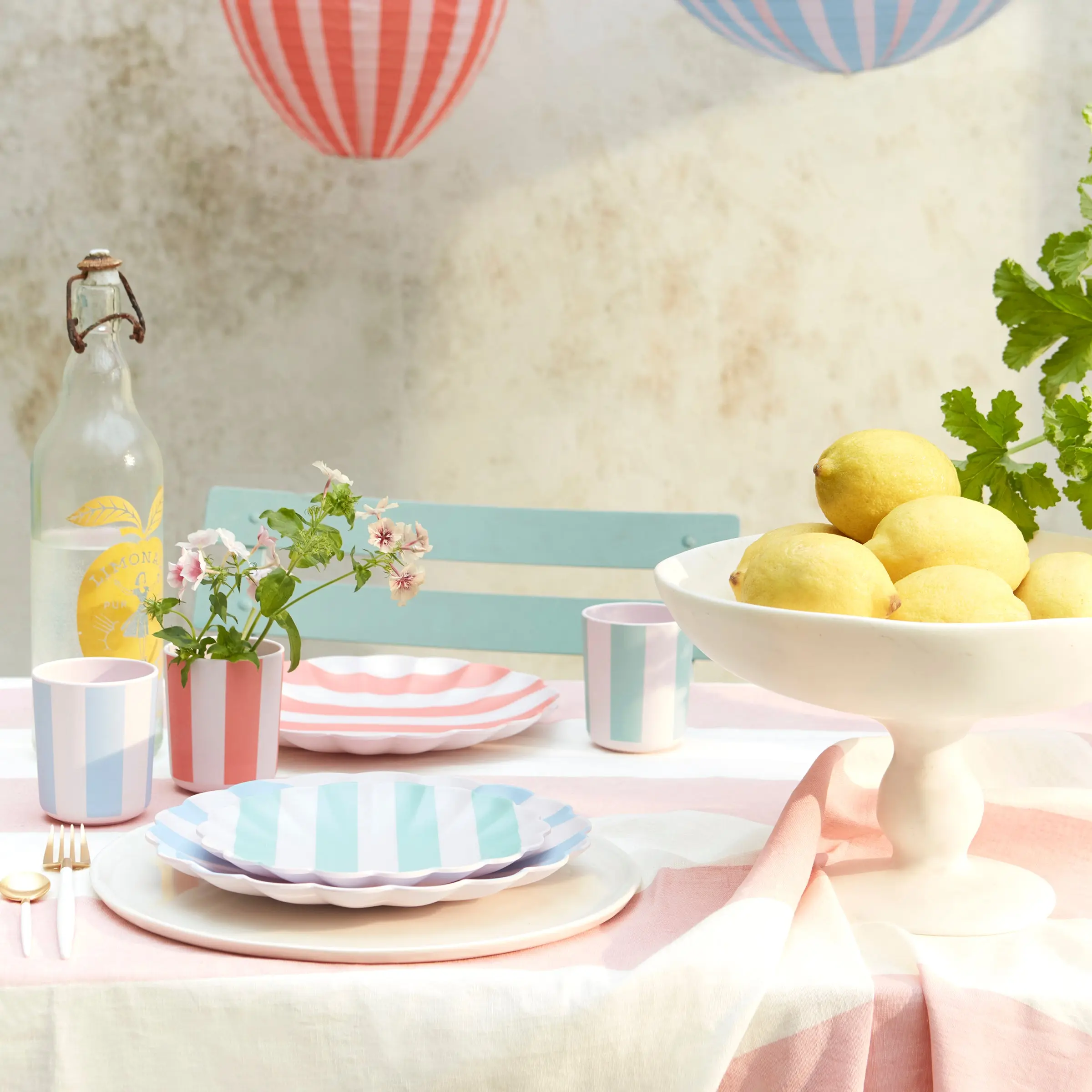 Stripy Reusable Bamboo Small Plates (x 6)