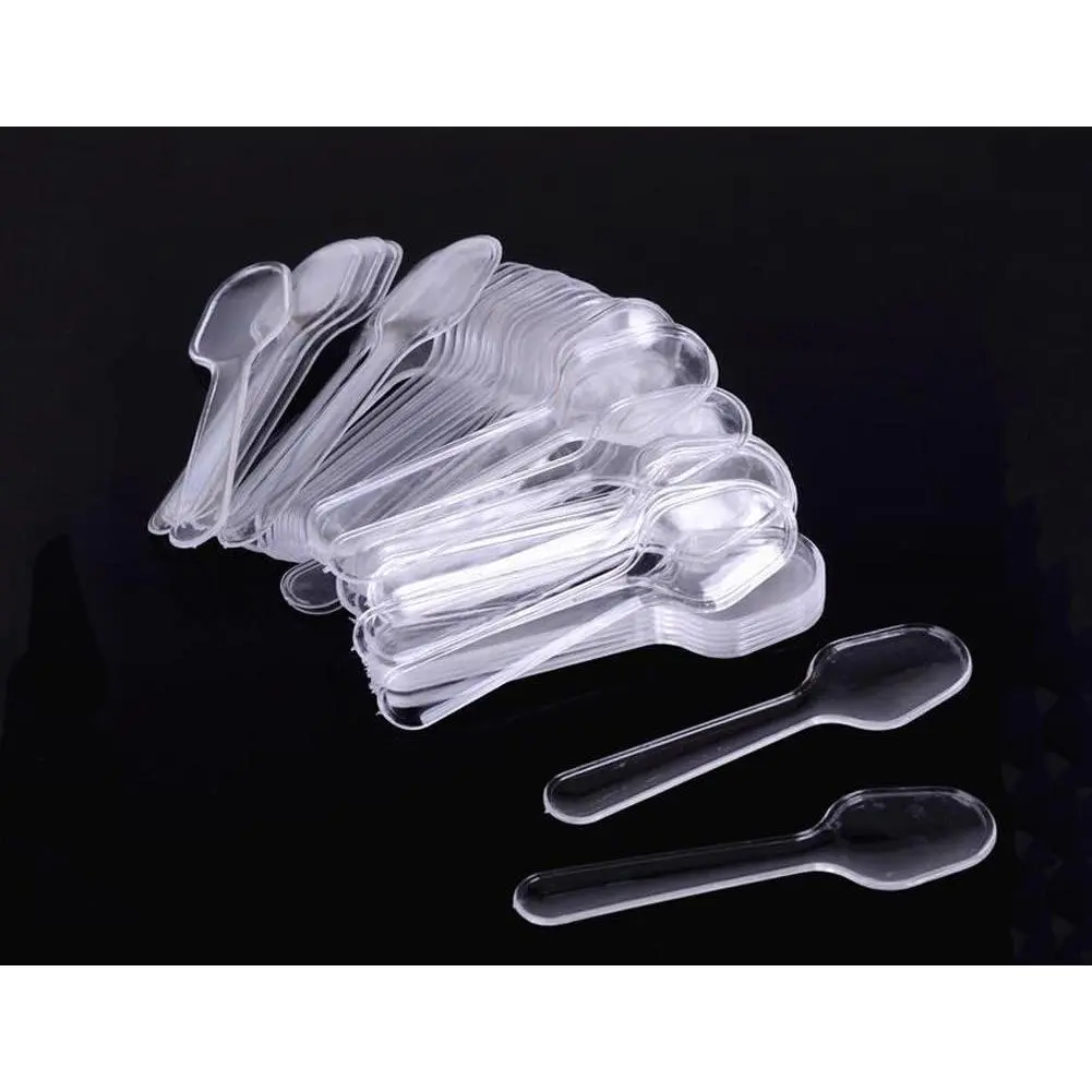 1Pack (500pcs) Disposable Clear Plastic Mini Spoon  for Jelly/Pudding/Yogurt/Ice Cream/Desert/Cake/Appetizer