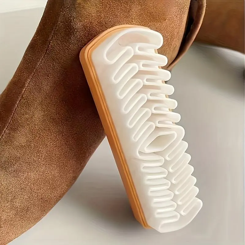 2pc Compact Suede Shoe Brush and Eraser Set - Soft TPR Crepe Shoe Cleaning Kit for Nubuck Footwear, Boots, Jackets with Easy Spot Removal, Footwear Cleaner, Easy To Use, Brush+Eraser, Home Care, Shoe Brushes