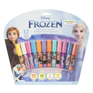 Disney Frozen 12 Piece Plant Based Lip Gloss, Girls Party Favors, First Makeup Set for Girl, Perfect for Parties, Sleepovers, and Birthday Gifts, Elsa and Anna, Ages 3+, by Townley Girl
