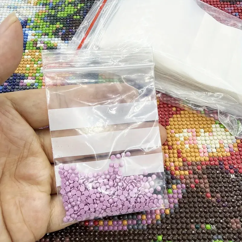 200pcs/lot Diamond Painting Glued Stone Sealing Bag Clear Plastic Writable Jewelry Making Bead Gem Storage Reclosable Self