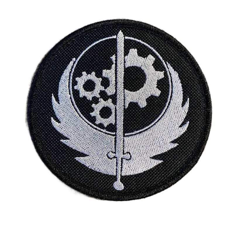 Fallout Brotherhood of Steel Detailed Stitch Gaming Emblem Patch - 3.75 in, Durability, Sew-On/Iron-On/Hook Back Options, 1 Count, Fabric Applique for Fallout Enthusiasts, Cosplay Costumes, Custom DIY Projects