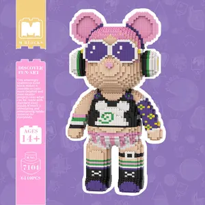 Rocking Girl QVersion Creative Bear Building Block Model Building Blocks Toy, 6110 Pieces 43cm High Home Decoration for Kids Girls Gift
