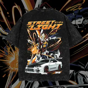 Nissan Skyline R34 GTR - ''BARBATOS LUPUS'' Washed T-Shirt Clothes Cotton, art graphic anime style, Gift for men, dad, boyfriends, car fan