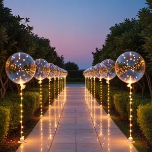 10/20 Pack LED Balloons 24 Inches Light Up Clear Helium Bobo Balloons with String Lights for Valentines Day Halloween Christmas Wedding Birthday Party Decoration