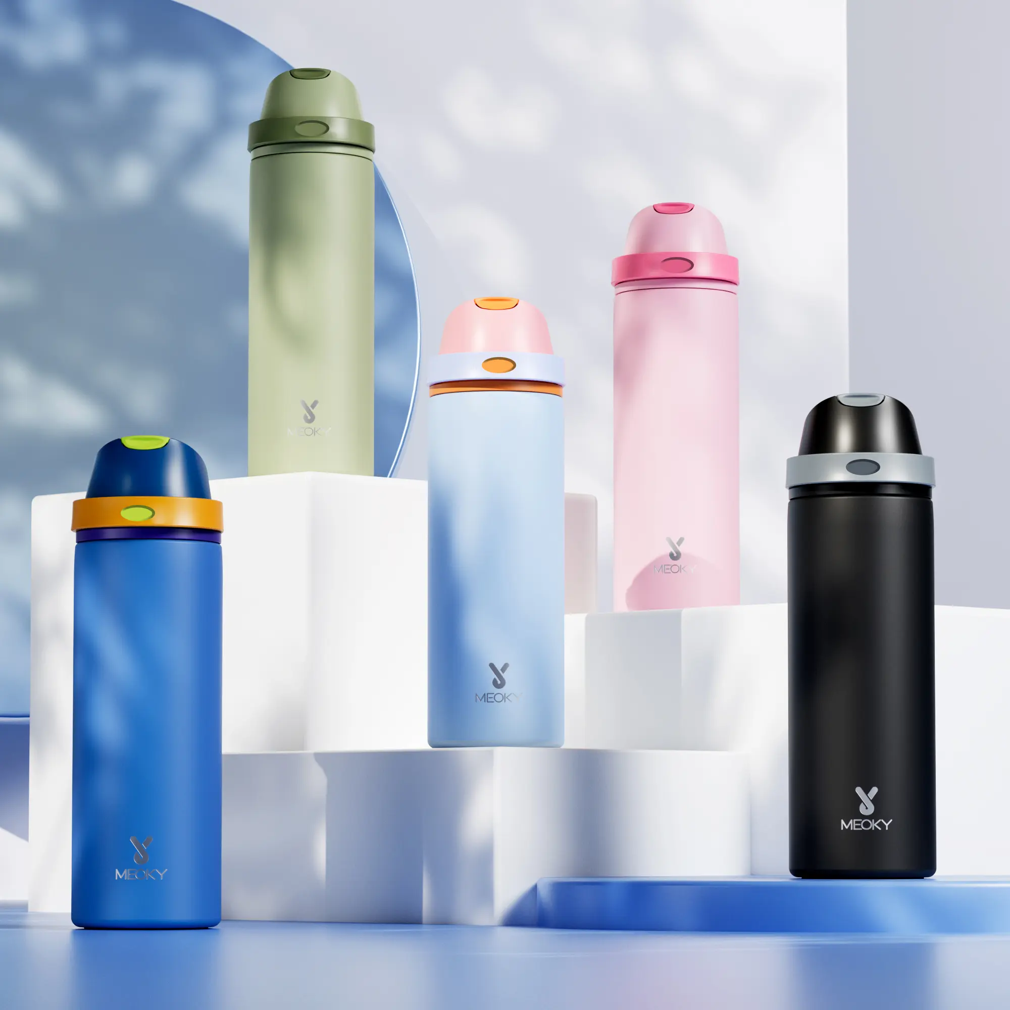 MEOKY 24/32/40oz Insulated Water Bottle, Hot Water Mug,2-in-1 Straw & Spout Lid, Leak-Proof, Non-Slip Base, BPA-Free,Perfect Gift for Travel, School, Office,Father's Day Gifts,Graduation Gift,Deals For You