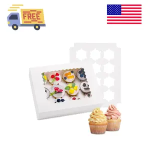 6PCS Cupcake Boxes - Hold 12 Count Cupcake Containers with Window